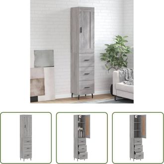 vidaXL Credenza grigia - Credenza Grigio Sonoma 34,5x34x180 cm in Legno Multistrato