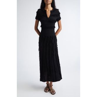 Max Mara Grazia Fringe Sweater Dress in Black at Nordstrom, Size X-Small