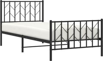 vidaXL Estructura Cama Sin Colch&oacute;n Con Estribo Metal Negro 90x190 Cm Vidaxl
