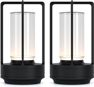 OEM Juego De 2 L&aacute;mparas De Mesa Port&aacute;tiles De Metal Para Uso Interior/exterior, L&aacute;mpara Led Inal&aacute;mbrica Recargable, 3 Colores, Brillo Ajustable, L&aacute;mpara P