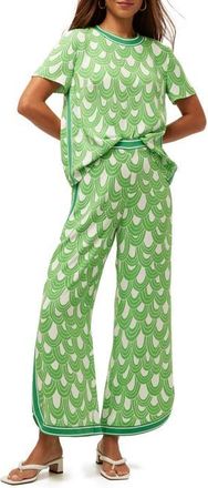 Trina Turk Overhead Printed Ankle Length Pant in Grass Court Green/whitewash at Nordstrom, Size 8