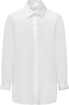 Palm Angels Monogram Geborduurd Overhemd - Dames - Overhemden - Wit - M - Katoen - Overhemden