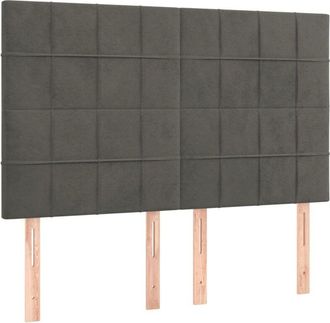 vidaXL Cabecero Con Luces Led Terciopelo Gris Oscuro 144x5x118/128 Cm Vidaxl