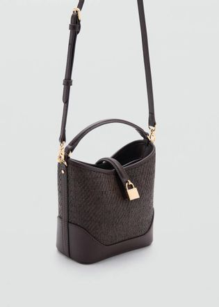 Mango Borsa bucket rafia piccola cioccolato - Donna - Taglia unica - MANGO