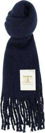 Barbour Sciarpa in misto lana con dettaglio frange - - Accessories - Donna - Blu - ONE SIZE