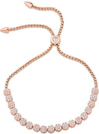 Kenneth Jay Lane Pav&eacute; Cubic Zirconia Slider Bracelet in Clear/Rose Gold at Nordstrom Rack, Size 10