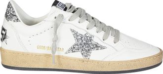 Golden Goose White Nappa Leather Glitter Star Sneakers