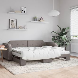 vidaXL Sof&aacute; Cama Nido Con Colch&oacute;n Tela Gris Taupe 90x200 Cm Vidaxl