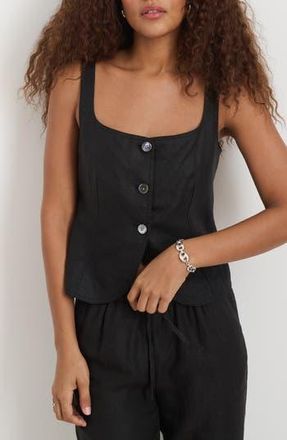 Alex Mill Luna Crop Linen Tank in Black at Nordstrom Rack, Size Xx-Small