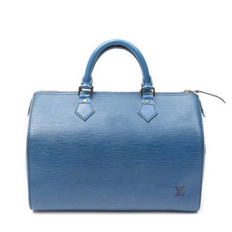 Louis Vuitton Pre-owned Womens Speedy Black Stitching 3 Handbag - Blue - One Size