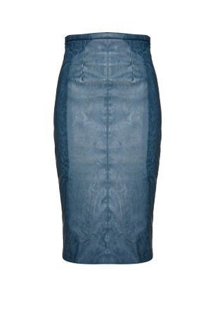 M&oacute;veis Conquista Womens Faux Leather High Waist Pencil Skirt - Indigo Blue - Size EU 44 (Womens)