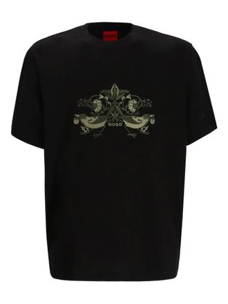 HUGO BOSS logo-embroidered cotton T-shirt - men - Cotton - M - Black