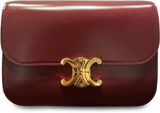 Celine Womens Triomphe Classique Leather Crossbody Bag Burgundy Calf Shoulder