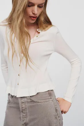 Maeve Silk Wool Cashmere Ruffled Cardigan