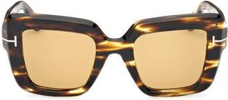 Tom Ford Esme 50mm Square Sunglasses in Shiny Honey Brown /Amber at Nordstrom