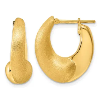 Diamond2Deal 14K Yellow Gold Tapered Teardrop Hoop Earrings