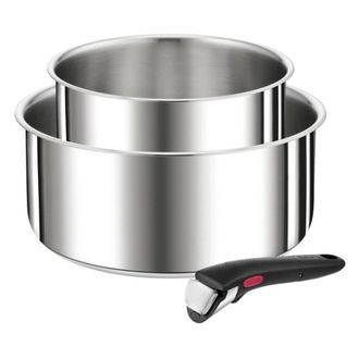 T-fal Juego De 2 Cacerolas De Acero Inoxidable 16/20cm + Asa - L9739302 Tefal