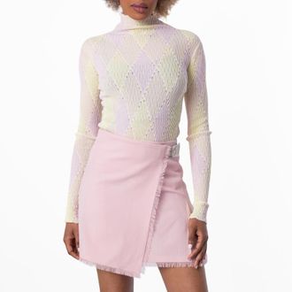 Burberry Argyle Cotton Silk Turtleneck Sweater, Size XX-Small
