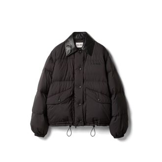 Miu Miu Technical Pong&eacute; Cropped Down Jacket, Woman, Black, Size 36