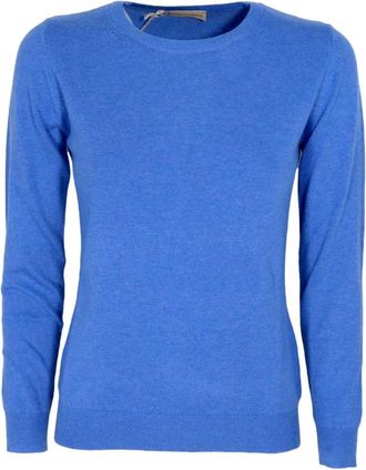 Cashmere Company Blauwe Slim Fit Cashmere Trui Gemaakt in Itali&euml; - Dames - Ronde hals truien - Blauw - XS - Wol - Truien & Vesten