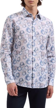 Bugatchi Julian Shaped Fit Cotton Button-Up Shirt in Cobalt at Nordstrom, Size Xxx-Large