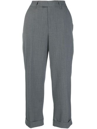 Twin-Set cropped wool trousers - women - Polyester/Polyester/Spandex/Elastane/Spandex/Elastane/Wool - 44 - Grey