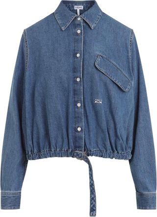 Loewe Denim Shirts, female, Blue, Size: 2XS Belted Denim Shirt