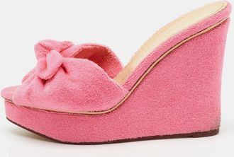 Charlotte Olympia Pink Terry Cloth Jayne Platform Wedge Sandals