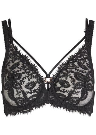 Simone Pérèle Simone PÉRÈLE Précieuse Floral-embroidered Tulle Underwired bra - Black - 34C