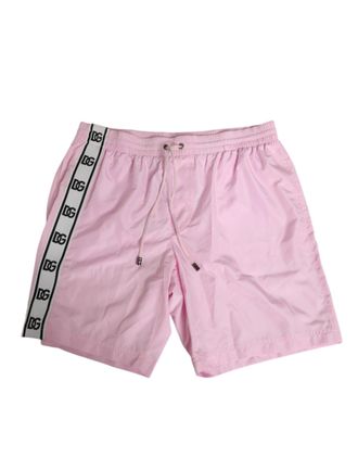 Dolce & Gabbana Pink Nylon Logo Side Stripe Beachwear Men Mens Swimwear