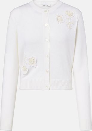 Erdem Floral-appliqu&eacute; wool cardigan