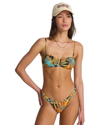 Billabong Bandeau-Bikini-Top BILLABONG Des Tropiques, Damen, Gr. XL, Cup B, schwarz multi, Obermaterial: 78% recyceltem Nylon (Polyamid), 22% Elasthan;, Bikini-