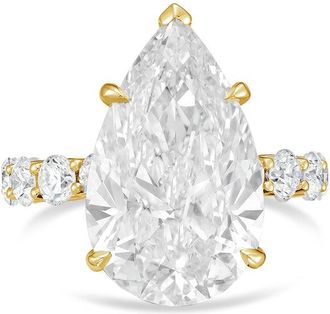 Diana M. Jewels 18kt yellow gold 5ct lab grown Pear Diamond Pav&eacute; Band Ring
