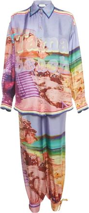 Zimmermann Completo due pezzi in seta con stampa - Blu