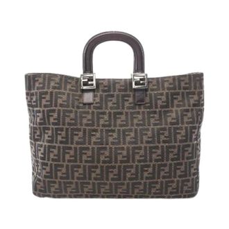 Fendi Pre-owned Tote Bags, female, Brown, Size: ONE SIZE Pre-owned Zucca Canvas Leather Tote Bag