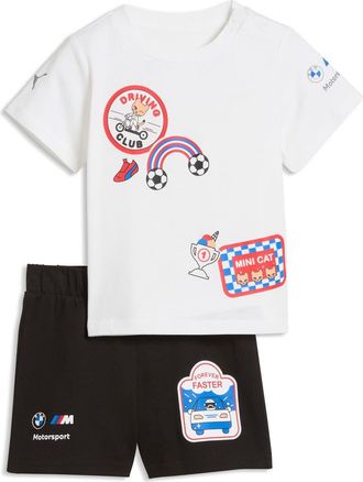 Puma x BMW M Motorsport Kids Cotton T-Shirt & Shorts Set in Puma Black at Nordstrom, Size 2T