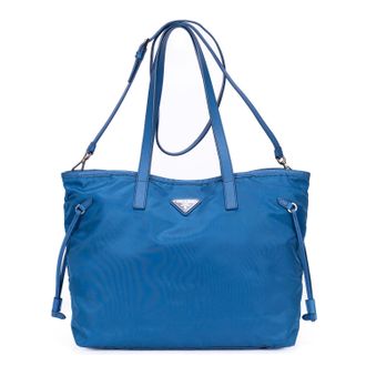 Prada Pre-owned Womens Tessuto Nylon Tote Shoulder Bag - Blue - One Size