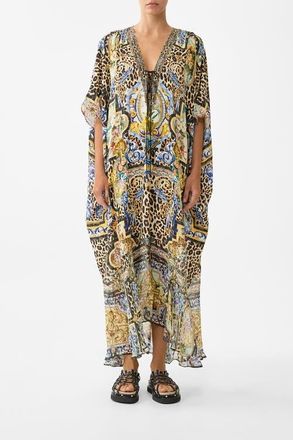 Camilla Lace Up Kaftan With Hem Ruffle in Sevillian Style at Nordstrom, Size One Size Au