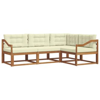 vidaXL Conjunto De Sof&aacute;s De Exterior Con Coj&iacute;n 4 Pcs Natural Y Crema Vidaxl