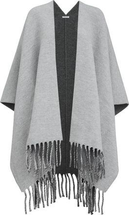Brunello Cucinelli Wool and cashmere double knit poncho in Medium Grey at Nordstrom, Size One Size Eu