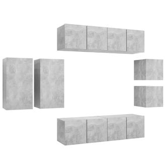 Berkfield Home 8 Piece TV Cabinet Set Concrete Grey Engineered Wood