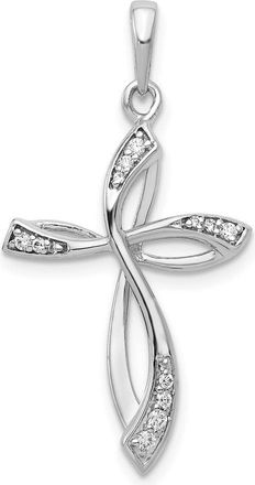 Diamond2Deal 14k White Gold 1/10 carat Diamond Cross Pendant