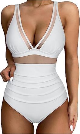 Generic Womens One-Piece Swimming Suits Slimming One Piece Bathing Suit Tummy Control Swimwear Costume Monokini Ruched Asymmetric Neck Athletic Padded Swimsui