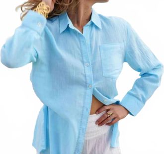 Debbie Katz Womens Solara Boyfriend Shirt In Turquoise