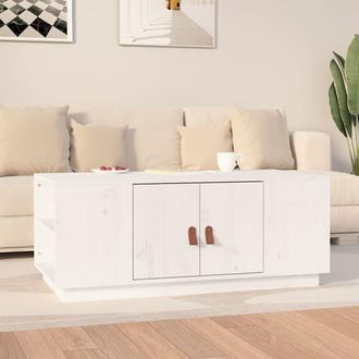 vidaXL Vidaxl - Mesa De Centro De Madera Maciza De Pino Blanco 100x50x41 Cm
