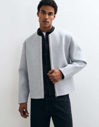 Asos cardigan relaxed con zip in tessuto testurizzato grigio
