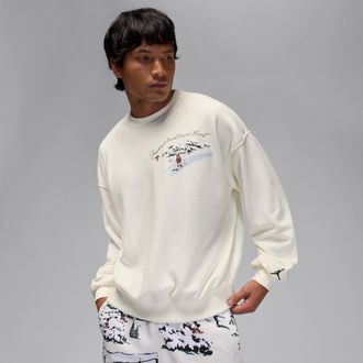 Nike Jordan Mens Jordan Brooklyn Fleece Crew-Neck Sweatshirt in White | IM6317-133