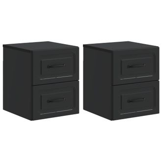 vidaXL Mesita De Noche De Pared 2 Pcs Negro 34,5 X 33 X 40 Cm Vidaxl
