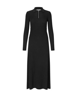 Sams&oslash;e & Sams&oslash;e Black Sanelly Ribbed Zip Maxi Dress