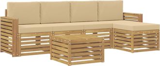 vidaXL Conjunto De Sof&aacute;s De Exterior 6 Uds. Y Beige Poli&eacute;ster Vidaxl
